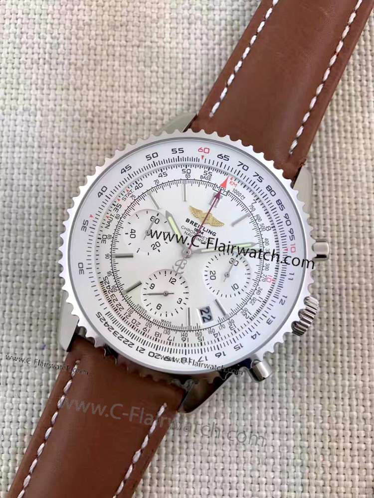 Japan Grade Replica Breitling Navitimer 01 Watch SS Brown Strap